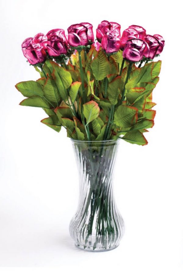 O'Shea's Long Stem Chocolate Red Rose Foil w/ Leaves